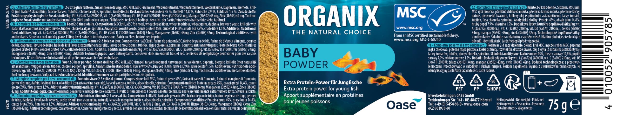 oase-organix-90578-baby-aufzuchtfutter-175-ml-pulver-f-r-jungfische image 1