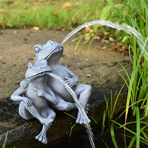 heissner-teichfigur-frosch-paar-28-x-18-x-30-cm-polyresin-steingrau-mit-schlauch image 4