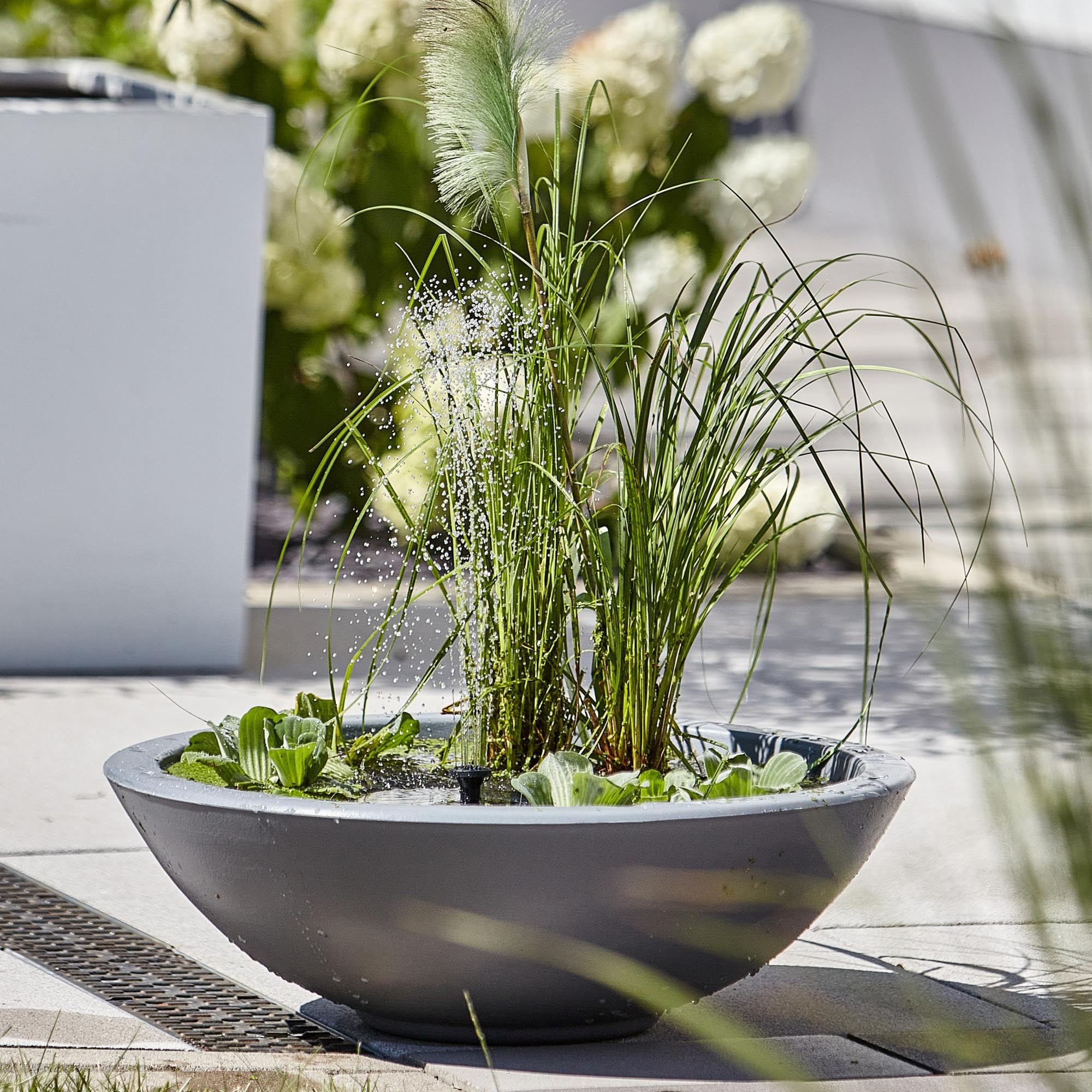 heissner-lotusgarden-solar-wassergarten-miniteich-58-x-58-x-18-cm-in-grau image 2