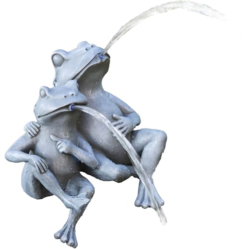 heissner-teichfigur-frosch-paar-28-x-18-x-30-cm-polyresin-steingrau-mit-schlauch image 3