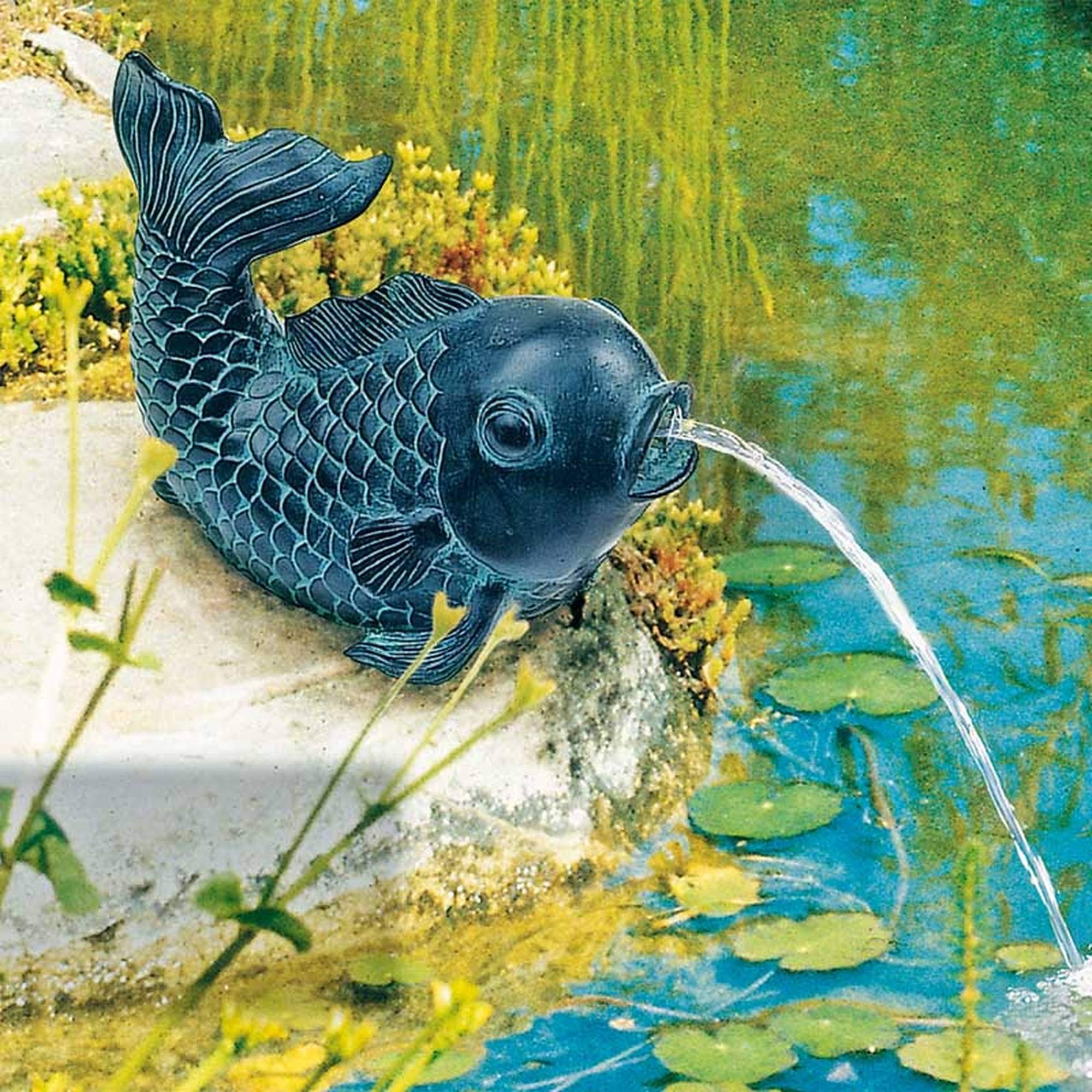 heissner-fisch-wasserspeier-bronze-teichfigur-aus-polyresin-mit-schlauch image 2