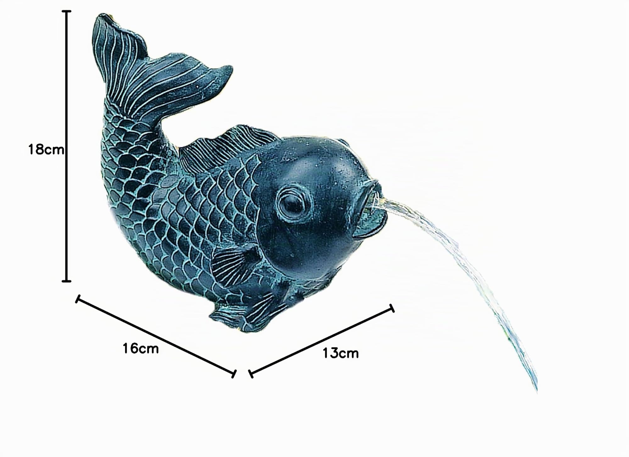 heissner-fisch-wasserspeier-bronze-teichfigur-aus-polyresin-mit-schlauch image 3