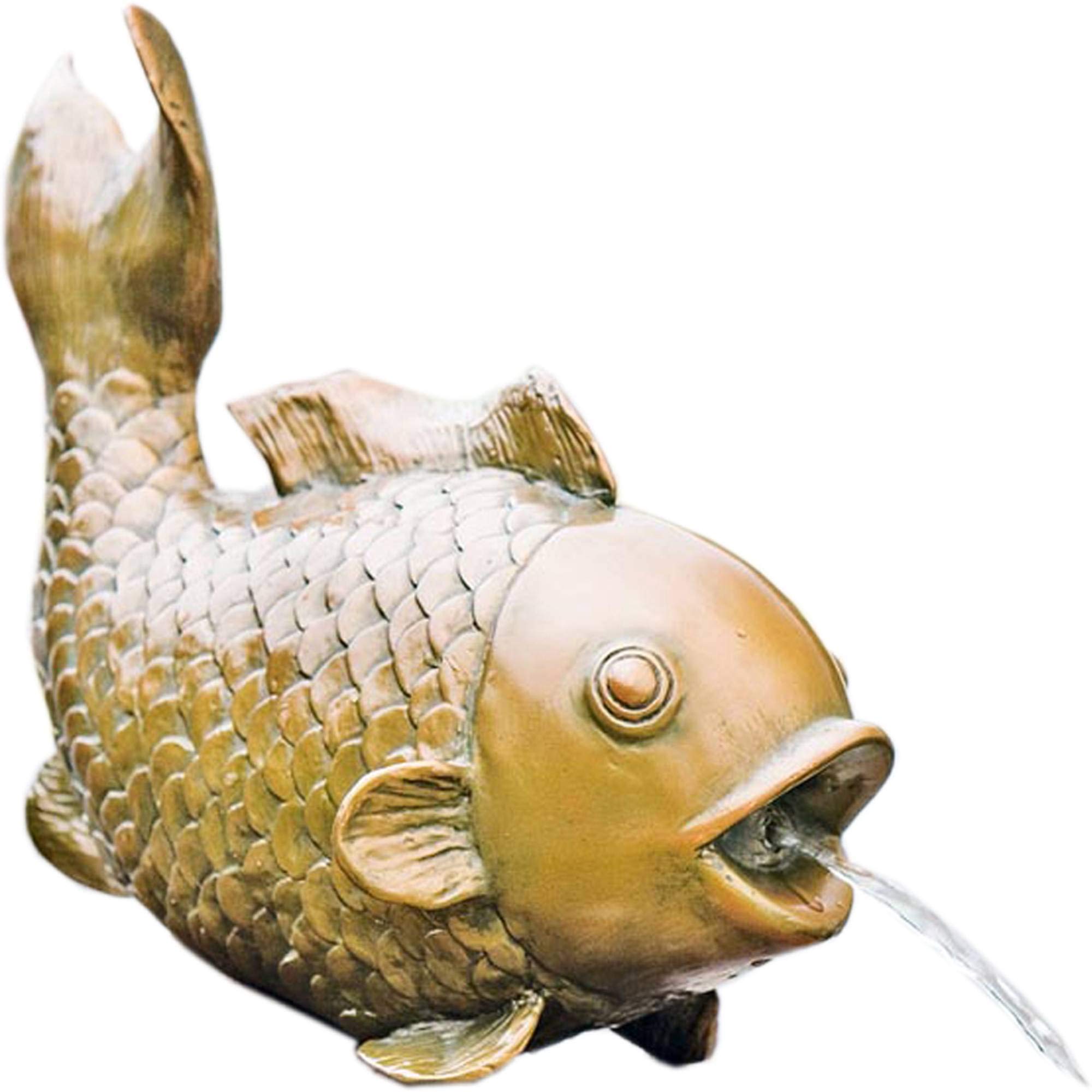 heissner-teichfigur-fisch-43-cm-bronze-wasserspeier-aus-polyresin image 1