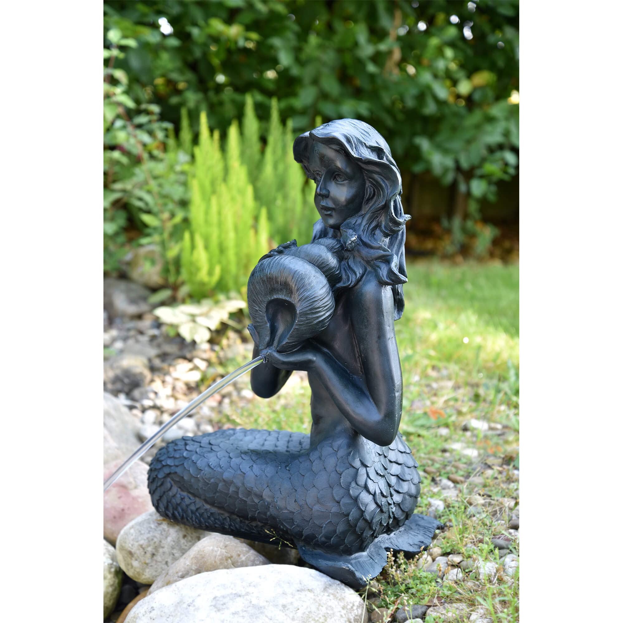 heissner-teichfigur-meerjungfrau-mit-amphore-39x26x54-cm-wasserspeier-altbronze image 2