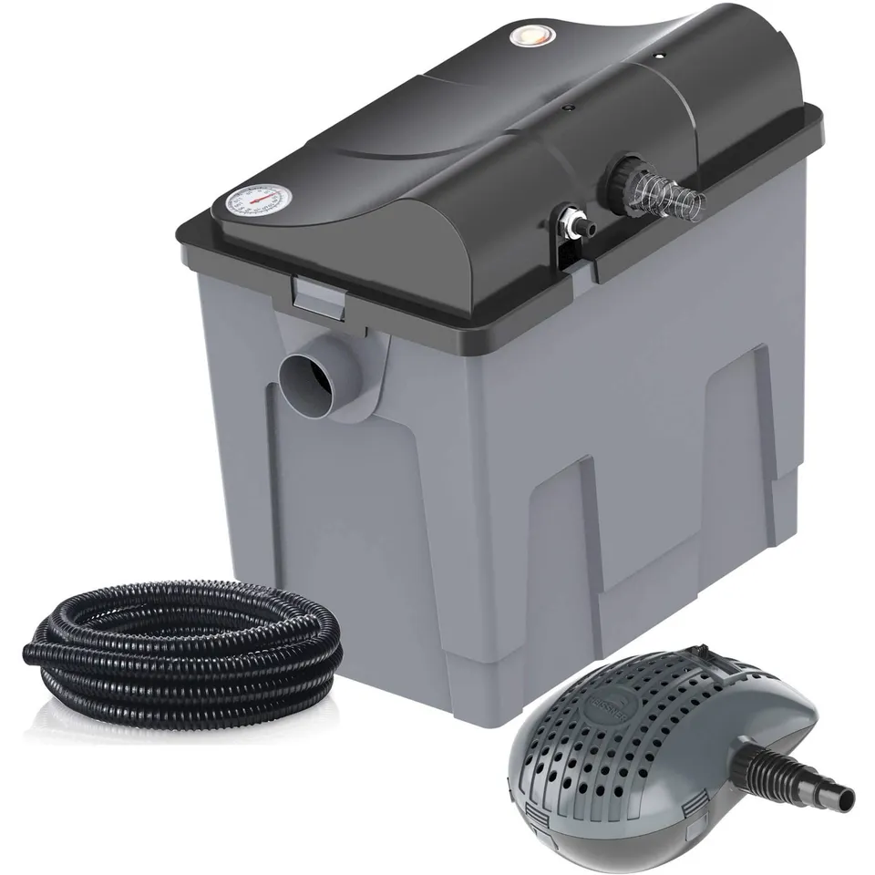 heissner-teichfilter-komplett-set-fpu10100-00-mit-pumpe-3-300-l-h-und-uvc-9-w image 1