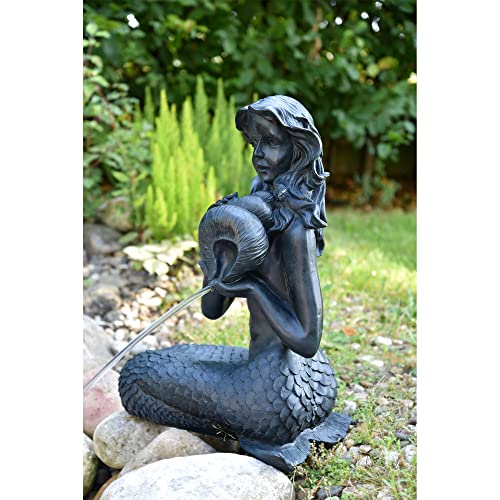 heissner-teichfigur-meerjungfrau-mit-amphore-39x26x54-cm-wasserspeier-altbronze image 4