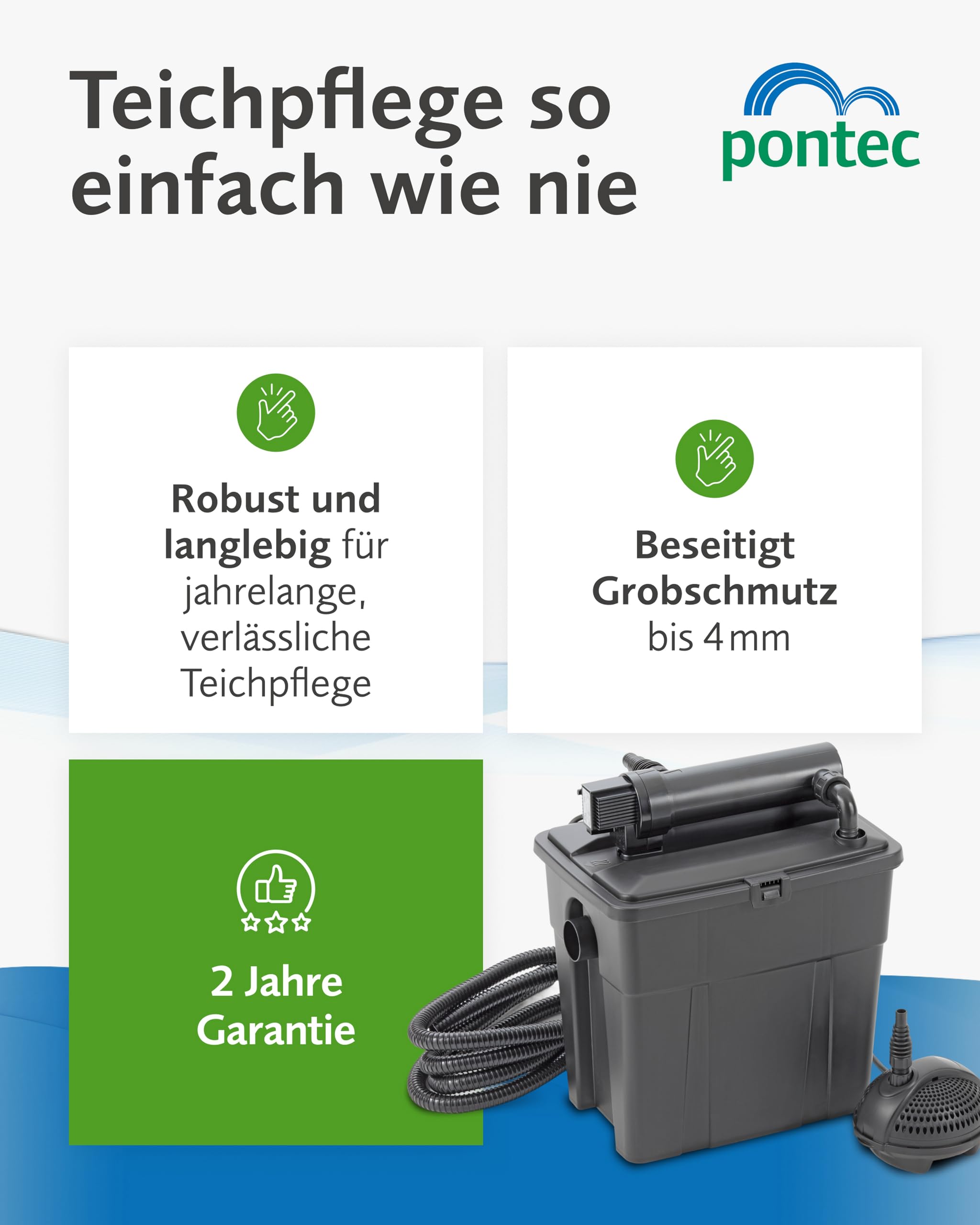 pontec-multiclear-set-8000-durchlauffilterset-mit-filterpumpe-und-uvc image 2
